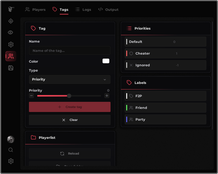 Players · Tags